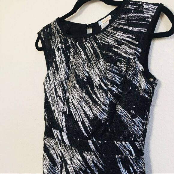 Silver Metallic Sequin LBD Cocktail Dress Sz M NWT - Picture 7 of 12